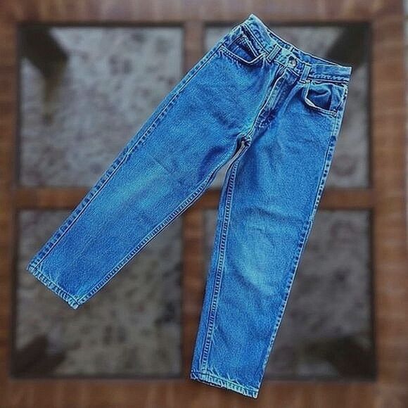 Vtg youth high-waisted tapered blue jeans - Picture 1 of 11